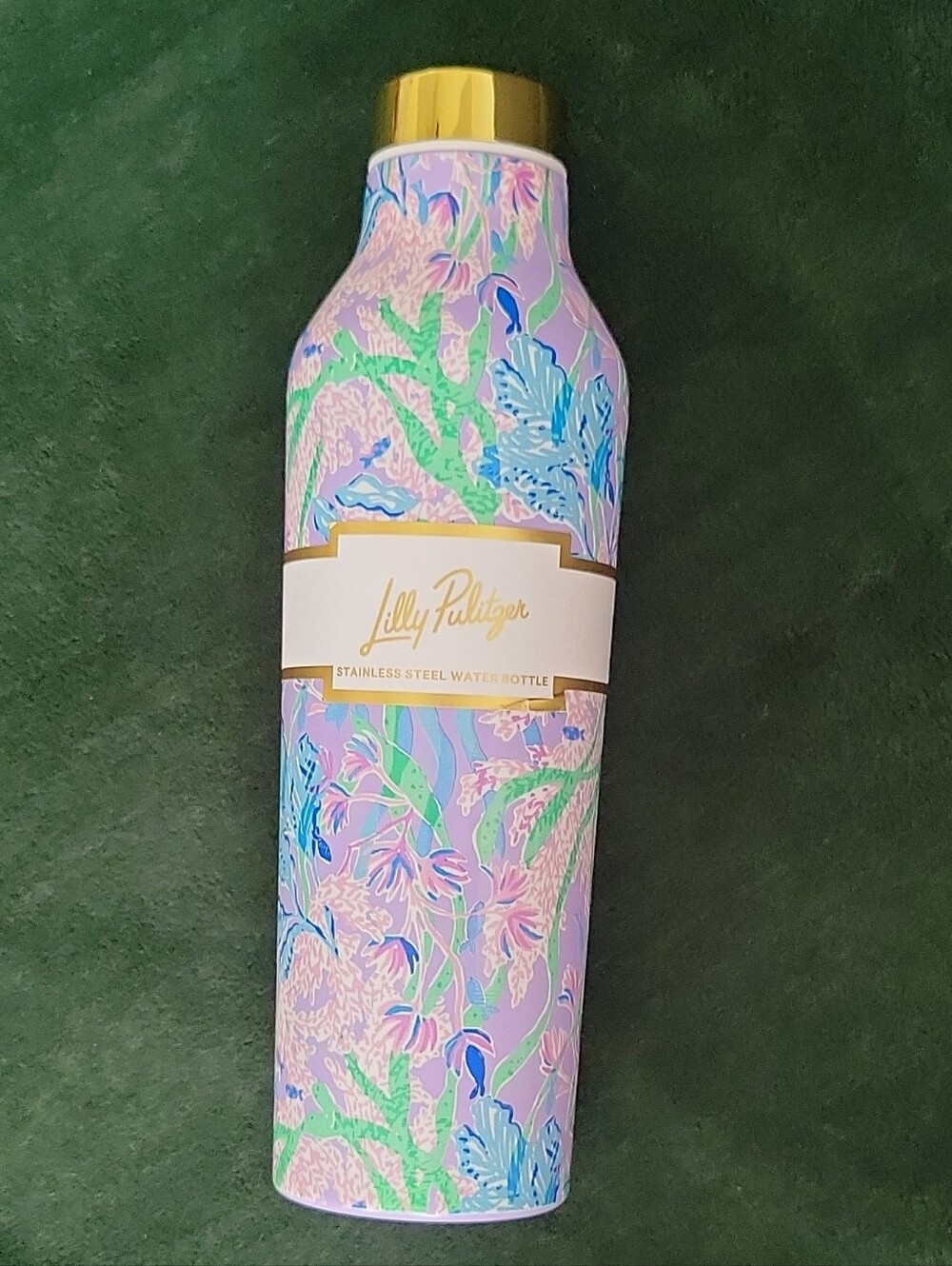 Lilly Pulitzer Stainless Steel Water Bottle In purple floral print 20 oz NEW